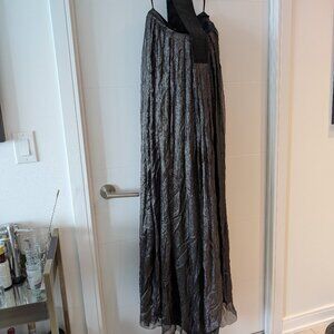 Strapless silver evening gown